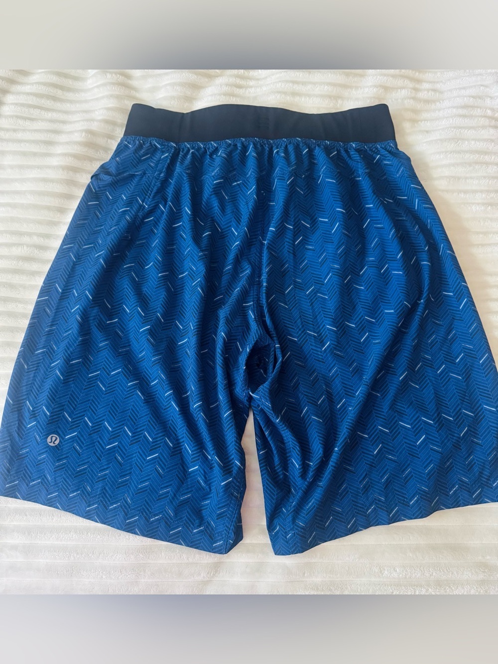 Lululemon Pace Breaker Lined Shorts Blue Herringbone Print Size M